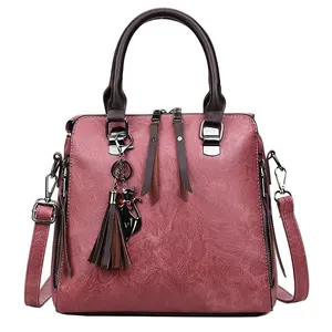 New Trend Großhandel Luxus PU Leder Frau Handtaschen Damen Plain Color Handtasche Quaste Damen handtaschen