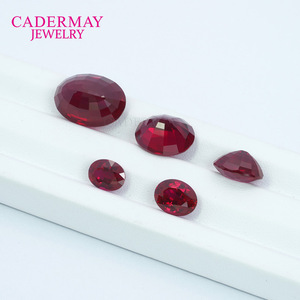 Cadermay Synthetic Ruby Loose Stones Oval Red Lab Created For Jewelry Making - Product Image 1