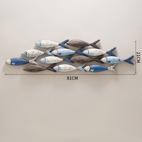Décoration murale en bois suspendue en forme de poisson 3D créative méditerranéenne pour la maison et les restaurants, ornement suspendu fait à la main