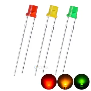 1000pcs/Bag 3mm LED Light Emitting Diode Flat Top Diffuse Warm White Red Blue Green Yellow Color Lens Bulb Lamp 2V 3V Indicator