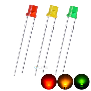 1000 pièces/sac 3mm LED Diode électroluminescente plat haut diffus blanc chaud rouge bleu vert jaune couleur lentille ampoule lampe 2V 3V indicateur - Product Image 1