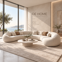 Ensemble de canapés en velours de luxe moderne, canapé sectionnel capitonné incurvé, fauteuils, pieds en bois, modulaire, hôtel et villa, écologique, OEM ODM