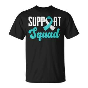 T-shirt de sensibilisation au cancer du col de l'utérus avec ruban turquoise Support Squad - Product Image 2