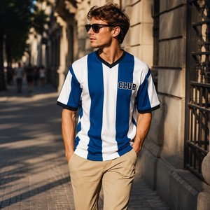 Maillot de football personnalisé par sublimation, T-shirt de football ample pour homme en polyester respirant, séchage rapide, anti-humidité, tenue d'équipe, style rétro club - Product Image 3