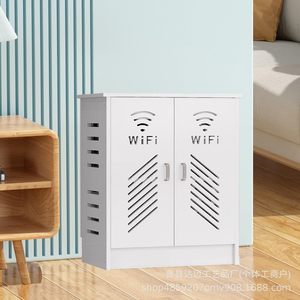 Caja de Almacenamiento para Router WiFi de Madera, de Doble Capa, con Gestión de Cables, Mueble para Sala de Estar, Color Blanco - Product Image 1