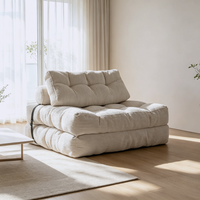 Canapé-lit pliant multifonctionnel moderne Tenghang en velours avec rembourrage en coton, convertible, inclinable, avec support dorsal, une place, pour petit salon