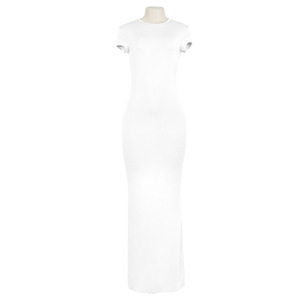 Y402037 abiti <span class=keywords><strong>maniche</strong></span> corte un pezzo Set tinta unita girocollo Pullover gonna Slim Fit glutei avvolti abiti lunghi da festa - Product Image 4