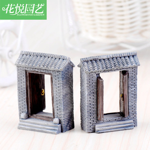 ของตกแต่งประตู (แบบเปิด) ลายไมโครแลนด์สเคป วัสดุเรซิ่นสีน้ำเงิน ลายอิฐและกระเบื้อง พร้อมต้นไม้สีเขียว วีเจ มอส - Product Image 5