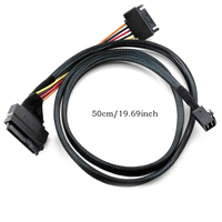 Câble de connexion pour serveur d'ordinateur PC 50cm 1m cordon de ligne Mini SAS HD SFF-8643 vers SAS 8639 avec câble de serveur SATA 15p mâle