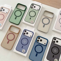 Coques de téléphone magnétiques antichoc en acrylique effet peau, style color block, les plus vendues pour iPhone 15/16/17 & 18 Pro Max avec boîte