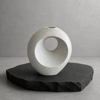Vase en céramique moderne nordique ARM LVG, pot à fleurs circulaire creux en forme de donut, vase abstrait en émail craquelé, décoration d'intérieur, centre de table