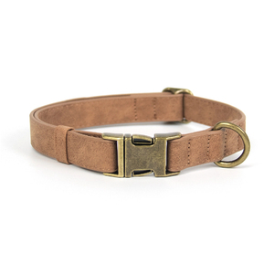 Heavy Duty Adjustable Empty <b>Dog</b> Collar OEM Brown Pink Soft Microfiber Leather Pet Accessories with Quick Release Metal Buckle - Product Image 3