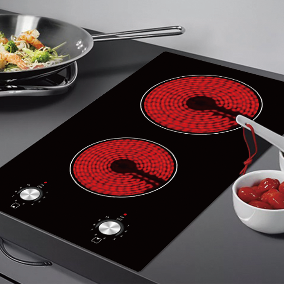 2 Burner 3000W Domino Radiant Electric Ceramic Glass Cooktop