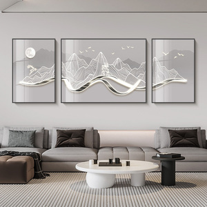 Mural de pasillo de entrada moderno, pinturas abstractas de pasillo decorativas orientadas simples de gama alta con marco para pared de salón - Product Image 3