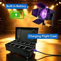 Projecteur LED rechargeable 80W RGBWA+UV 6-en-1 à batterie pour événements extérieurs, éclairage de scène LED à batterie, IP65