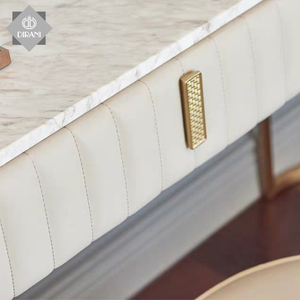 Armoire de luxe ovale en acier inoxydable, <span class=keywords><strong>2</strong></span> <span class=keywords><strong>tiroirs</strong></span>, 1 pièce, <span class=keywords><strong>commode</strong></span> contemporain, haut en marbre blanc brillant - Product Image 6