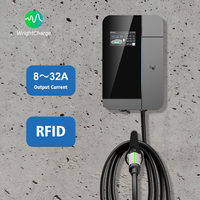 Cargador de Pared Inteligente NACS para Vehículos Eléctricos, Tipo 2, Nivel 2, CA, 22 kW, WiFi, RFID, OCPP, DLB, para Carga en el Hogar, Nuevo, IP65, WrightCharge