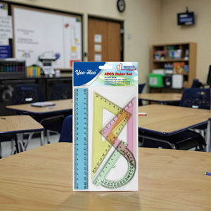 Regla recta de plástico de alta calidad, juego de reglas promocionales para uso escolar infantil, 4 unids/set - Product Image 3