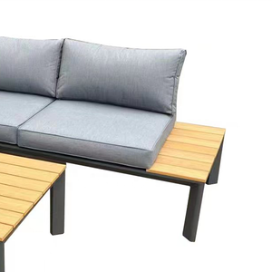 Meubles de <span class=keywords><strong>jardin</strong></span> de luxe cadre en métal aluminium <span class=keywords><strong>composite</strong></span> poly bois ensemble de canapés d'angle pour l'extérieur - Product Image 4