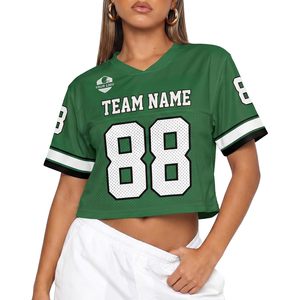 เสื้อฟุตบอลแบบครอปสำหรับผู้หญิง คอวี หมายเลขสั่งทำได้ สไตล์สตรีทแวร์ - Product Image 1