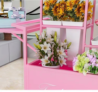 Chariot à fleurs moderne minimaliste à plusieurs niveaux, présentoir pour seaux de fleurs avec roues amovibles