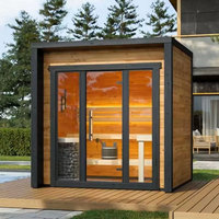 Sauna extérieur de luxe pour 4 personnes en cèdre rouge du Canada, en bois massif, avec douche vapeur et panneau de commande informatisé