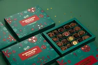 Boîte cadeau de Noël personnalisée en chocolat avec doublure en éponge, matériaux recyclés, revêtement UV, papier artistique élégant et luxueux, boîte rigide pour truffes avec poignée