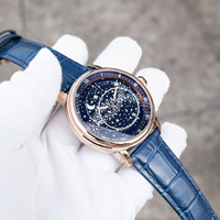Montre analogique mécanique automatique, design ajouré, cadran ciel étoilé, étanche 50m, acier inoxydable, fermoir papillon, montre pour homme
