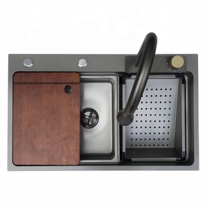 <span class=keywords><strong>Tiktok</strong></span> Trend Tarjas Para Cocina Éviers de cuisine de luxe Évier de cuisine en acier inoxydable de haute technologie avec cascade Affichage mélangeur numérique - Product Image 2