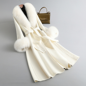 <span class=keywords><strong>Giacca</strong></span> Lunga da Donna 100% Lana con Collo e Polsini in Pelliccia di Volpe, Cappotto Caldo da Donna JT3252 - Product Image 5