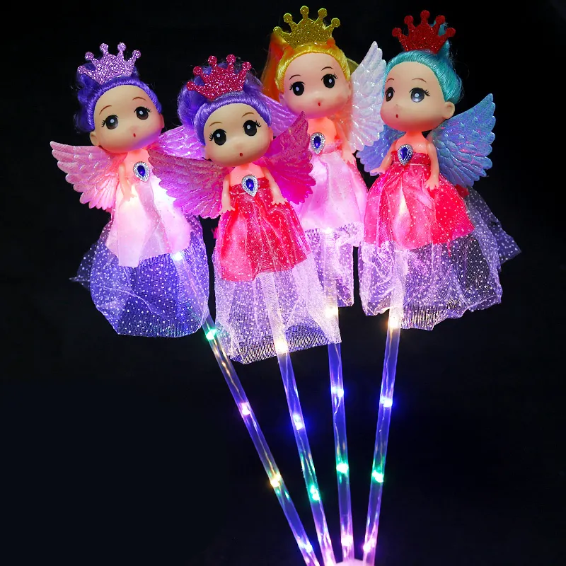 Baguette magique de poupée pour enfants avec éclairage LED nouveau dessin animé nouveau flash fée baguette magique jouet