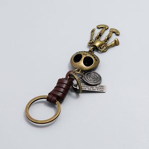European and American Retro Halloween Skeleton <b>Keychain</b> Metal Pendant Cowhide <b>Keychain</b> <b>Personalized</b> Weaving Creative <b>Keychain</b> - Product Image 6