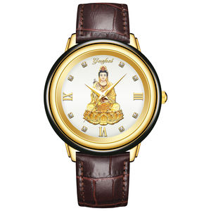 Montre en jade pour hommes et femmes, mouvement à quartz Miyota, cadran en jade Bouddha, ODM OEM - Product Image 1