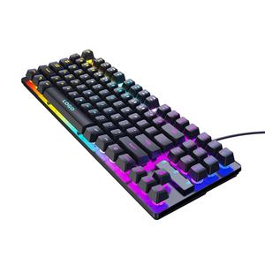 Teclado Gamer Ergonómico Mini Óptico con Cable USB Personalizado de Alta Calidad 2024, Retroiluminado, Completamente Negro, 87 Teclas, GKL-8002 - Product Image 1
