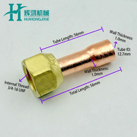 Sambungan Pipa Tembaga dengan Mur Kuningan, Adaptor Konektor Refrigerasi AC 1/4 3/8 1/2 5/8 3/4 Inci untuk Pendingin Udara HVAC