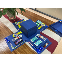 Boîte cadeau surprise explosive haut de gamme personnalisée bleue pour album photo d'anniversaire, de mariage ou de célébration, avec bonbons et chocolats, vente en gros