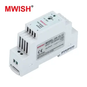 Fonte de alimentação de comutação Smps para trilho Din com design ultra-fino Mwish Dr-15-12 15W 12V 1.3A