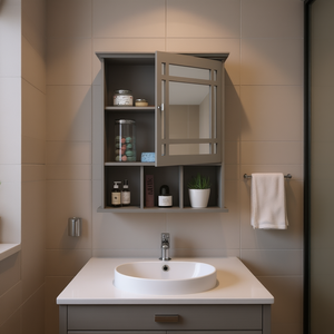 Armoire de salle de bain avec miroir, étagère murale en bois de 24 pouces, design élégant pour la décoration de la salle de bain - Product Image 2