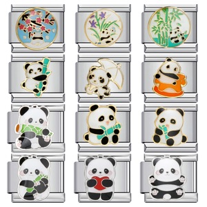 <b>Cute</b> Panda Chinese Style <b>Bracelet</b> Stainless Steel Gold Plated Modular Watch Strap Chain Unisex Gift Jewelry - Product Image 1