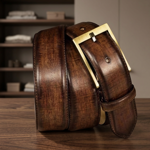 Quality Customized Cow Leather Gentleman's Office Casual Belt Waterproof Steel Square Solid Printed 3.8CM Width Reliable Price - Product Image 1