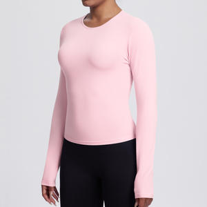 Haut de yoga à manches longues pour femme, finition brossée, idéal pour l'entraînement intensif, le Pilates, la course et les activités sportives printanières - Product Image 3