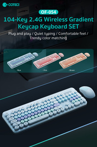 Coteci Văn Phòng Mới Sử Dụng Yên Tĩnh Ergonomic Kích Thước Đầy Đủ 104 Phím 2.4G Đài Phát Thanh Tần Số ABS Nhựa Dễ Thương Bàn Phím Không Dây Chuột Combo - Product Image 2
