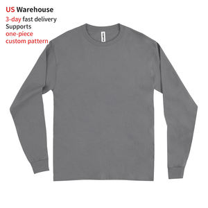 도매 미국 창고 면 티셔츠 하이 퀄리티 빈 남여 공용 티셔츠 일반 사용자 정의 인쇄 제조 업체 긴 소매 남성 티셔츠 - Product Image 3