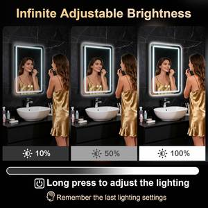Smart Anti-Fog LED Luminous Glass Makeup <b>Mirror</b> with Touch Screen Modern <b>Square</b> Design for Bathroom Use - Product Image 3