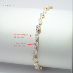 Bracelet Starsgem en or 10 carats avec diamants fantaisie, diamants de laboratoire, certificat IGI, bracelet tennis en diamants synthétiques. - Product Image 4