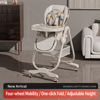 Chaise haute réglable pour bébé, pliable, inclinable, siège d'alimentation pour tout-petit, double plateau, sac de rangement, repas