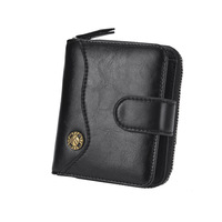 Ensemble de portefeuilles pour hommes en cuir ciré de qualité supérieure |   Portefeuille tri-pliant + porte-clés + porte-monnaie (design tendance réutilisable, logo personnalisé, promotionnel 4)