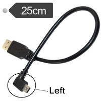 0,25 m USB MINI 5 pines 5P 90 ° ángulo macho a USB 2,0 un cable de enchufe macho 28AWG ángulo recto arriba abajo izquierda Mini 5 pines Cable adaptador USB