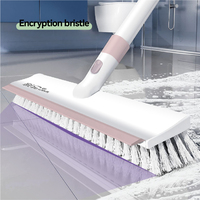 2024 2 en 1 gratter et sol baignoire et brosse à carrelage pour nettoyer la salle de bain brosse à récurer avec manche long poils rigides