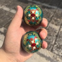 Boules de Baoding artisanales en émail filigrané, creuses, à sonnerie, pour exercices manuels, revêtement en résine, anti-stress, artisanat chinois, cadeau d'anniversaire